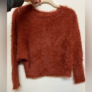 Cozy Women's Fuzzy Sweater - Rust